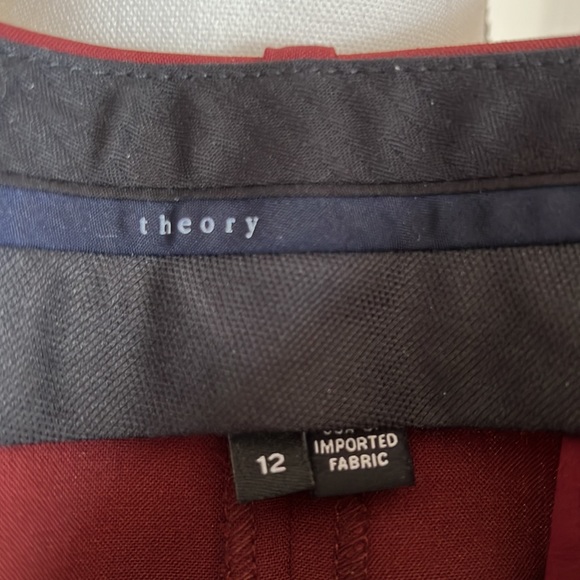 Theory wine color lightweight wool pant, cropped straight leg - Picture 6 of 8
